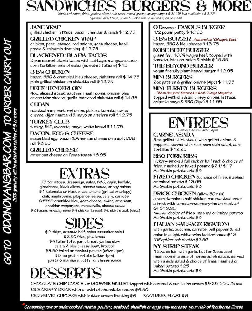 O'Donovan's Menu - Image 3